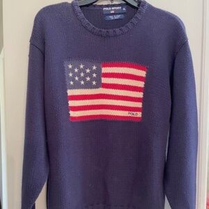 Men's Ralph Lauren  Navy Cotton Flag Sweater Size XL